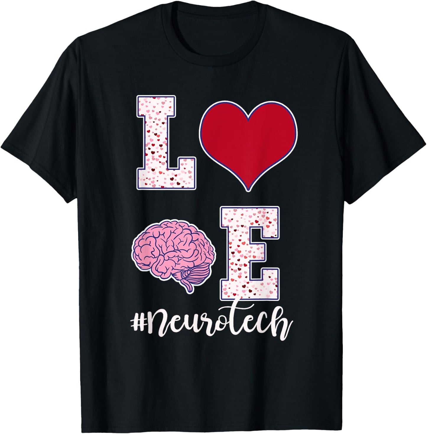 Neuro Tech Valentine's Day Neurology Nursing EEG Brain Waves T-Shirt - T-Shirt | Black