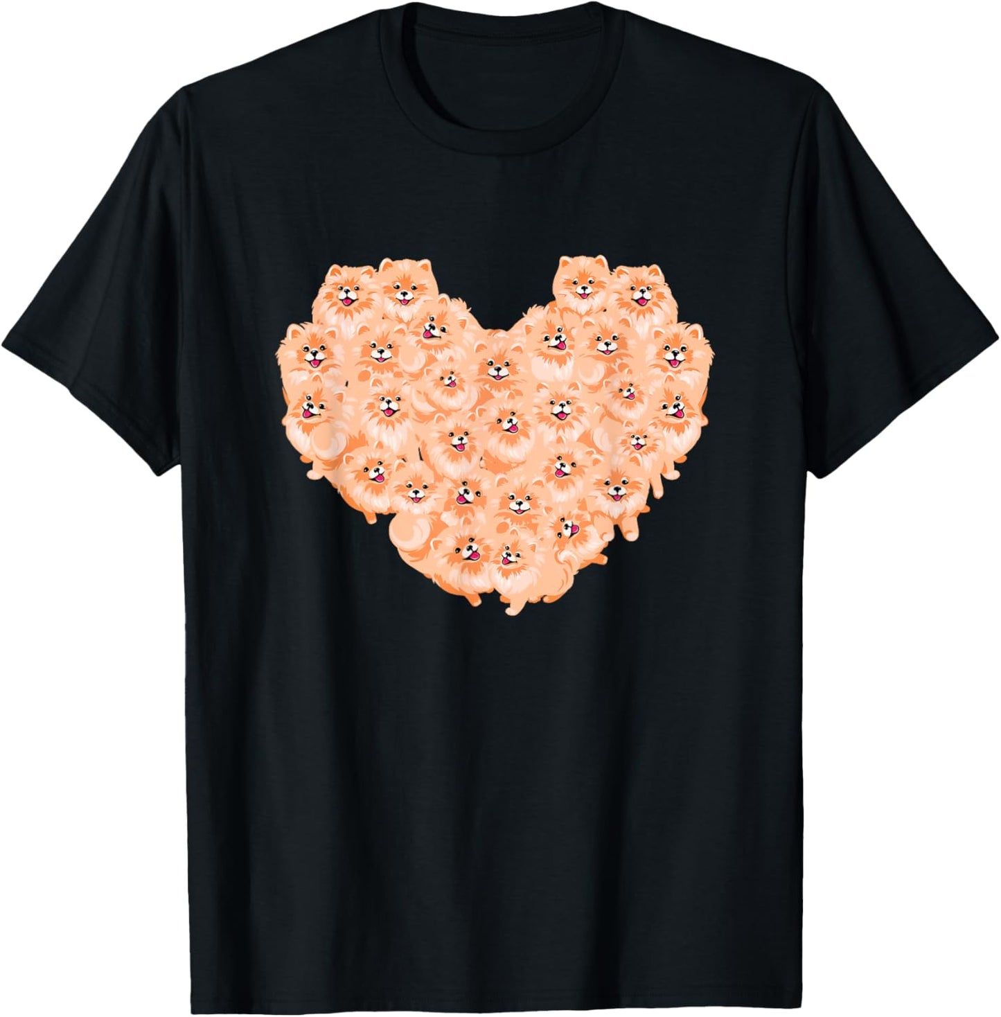 Pomeranian Hearts - Valentine's Day Dog Owner Pet Groomer T-Shirt - T-Shirt | Black
