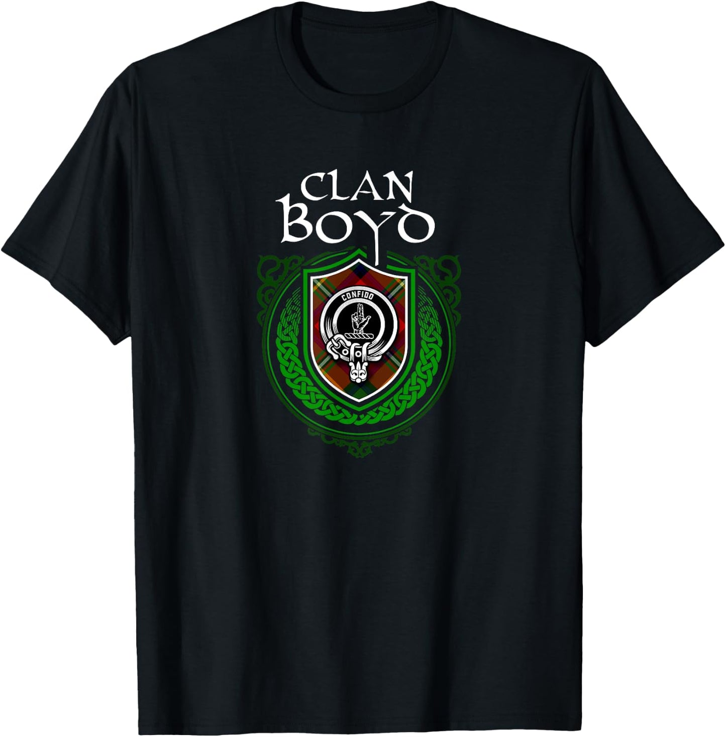 Clan Boyd Surname Scottish Clan Crest Tartan Badge T-Shirt - T-Shirt | Black