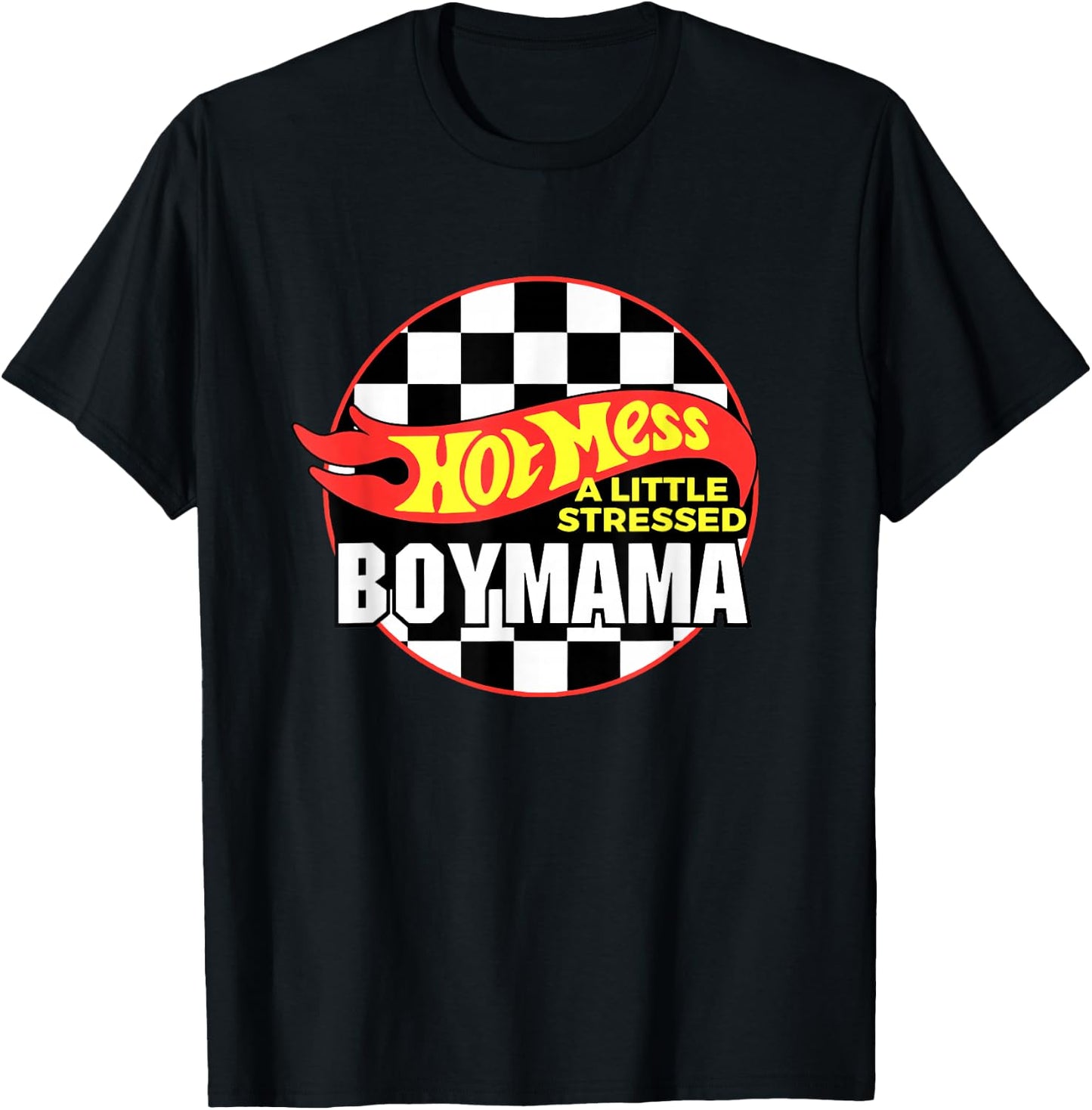 Gifts For Mom Hot Mess A Little Stressed Boy Mama T-Shirt - T-Shirt | Black