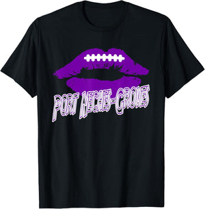 Port Neches-Groves High School Indians Football Lips PNG T-Shirt - T-Shirt | Black