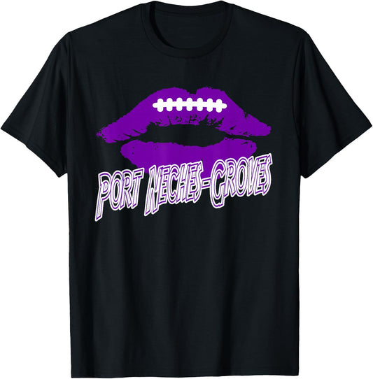 Port Neches-Groves High School Indians Football Lips PNG T-Shirt - T-Shirt | Black