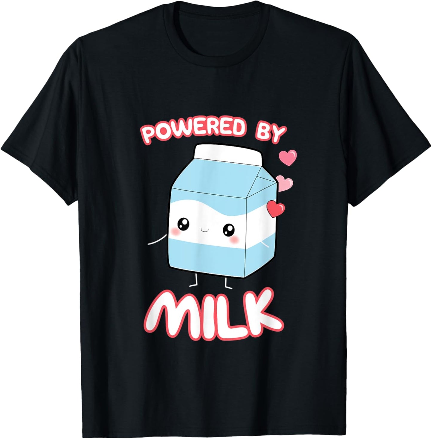 Powered By Milk, Kawaii Milk Otaku Top T-Shirt - T-Shirt | Black