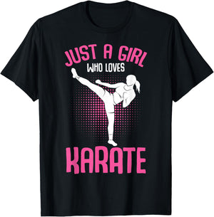Just A Girl who loves Karate Kids Girls T-Shirt - T-Shirt | Black