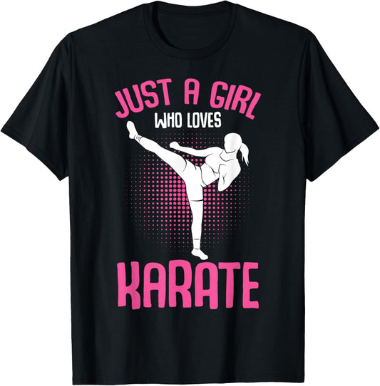 Just A Girl who loves Karate Kids Girls T-Shirt - T-Shirt | Black