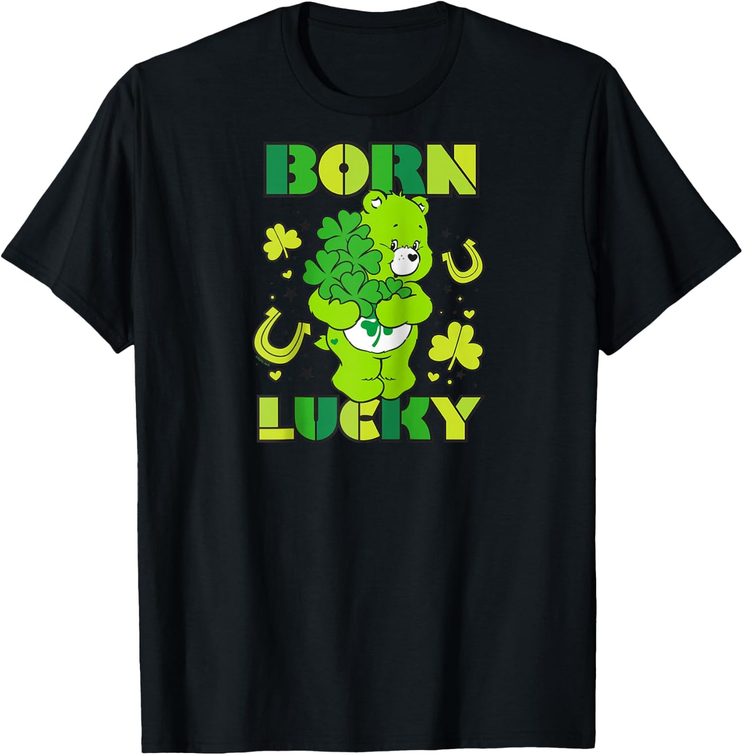 Care Bears Born Lucky Good Luck Bear Raglan Baseball T-Shirt - T-Shirt | Black