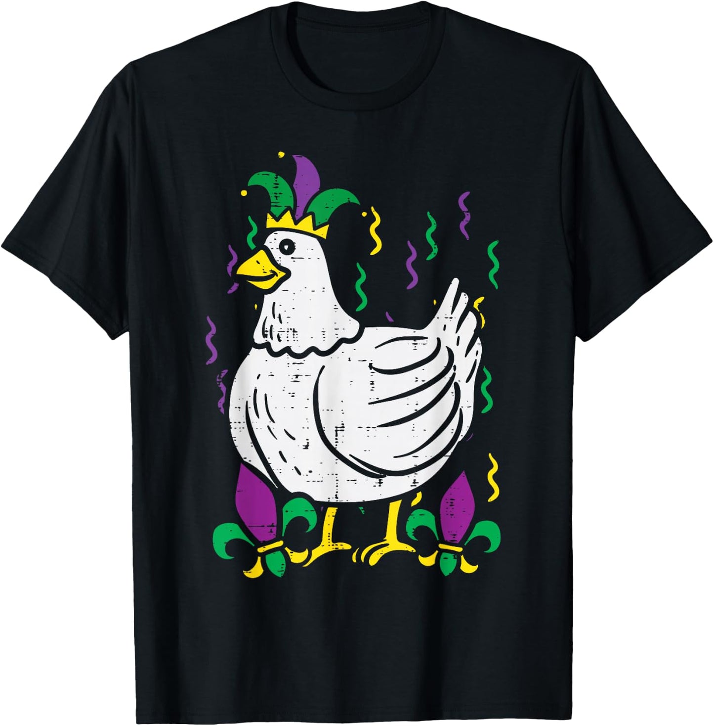 Mardi Gras Chicken Funny Outfit Farming Men Women Kids T-Shirt - T-Shirt | Black