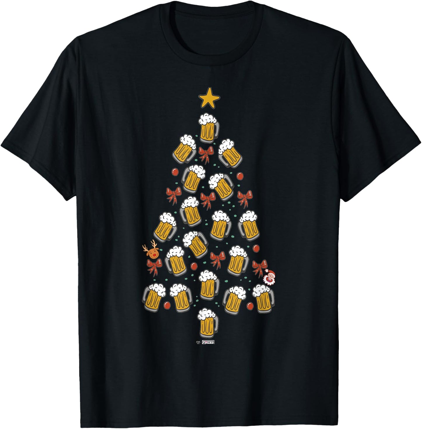 Beer Christmas Tree For Dad, Beer Christmas Men T-Shirt - T-Shirt | Black