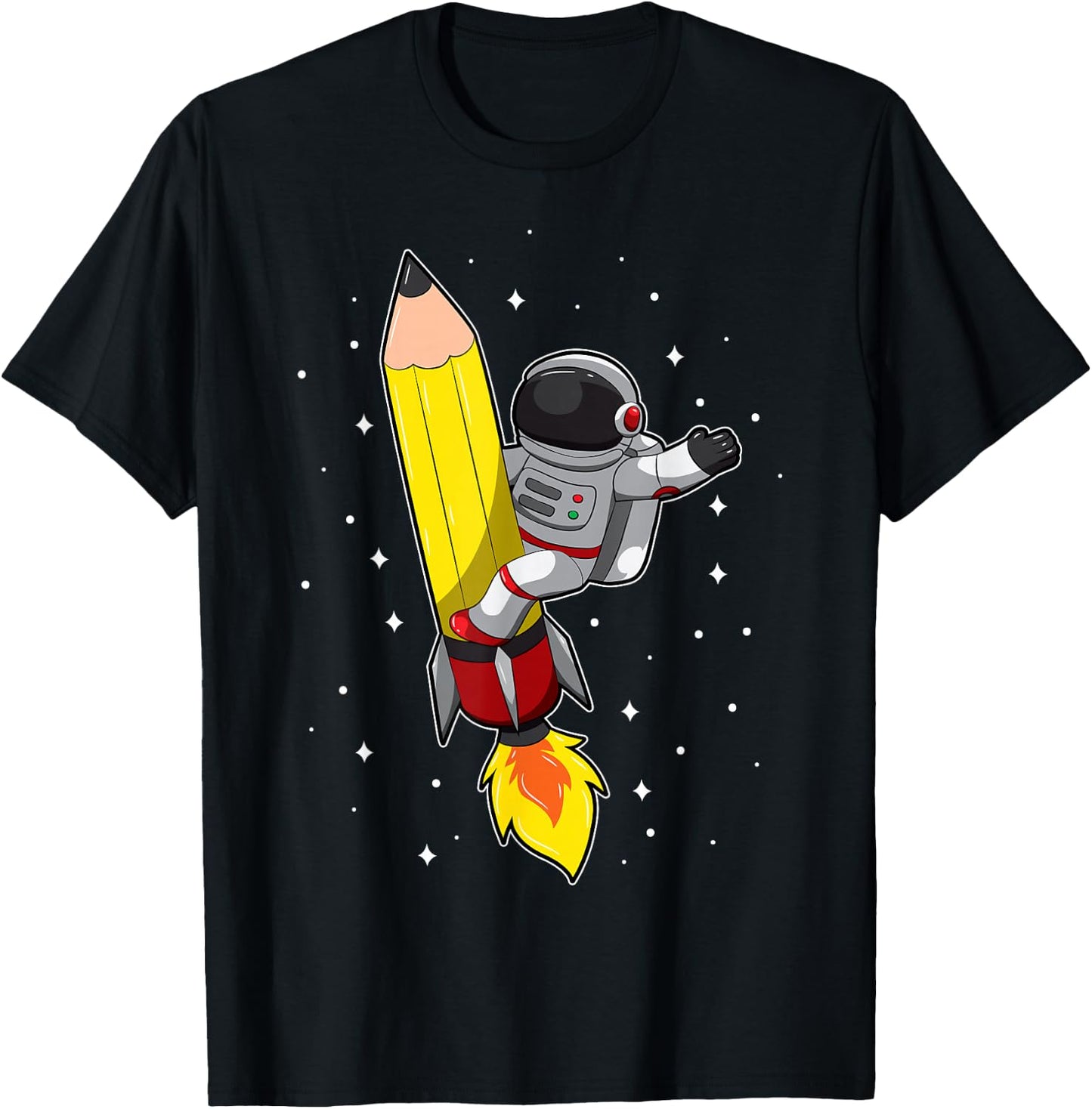 Back To School Astronaut Pencil Rocket Space Funny Kids T-Shirt - T-Shirt | Black