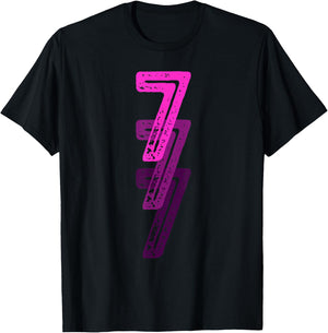 Number 7 Pink Best Classic College Style Birthday Funny T-Shirt - T-Shirt | Black