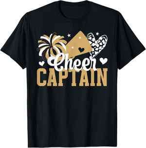 Cheer Captain Heart Cheerleader Captain T-Shirt - T-Shirt | Black