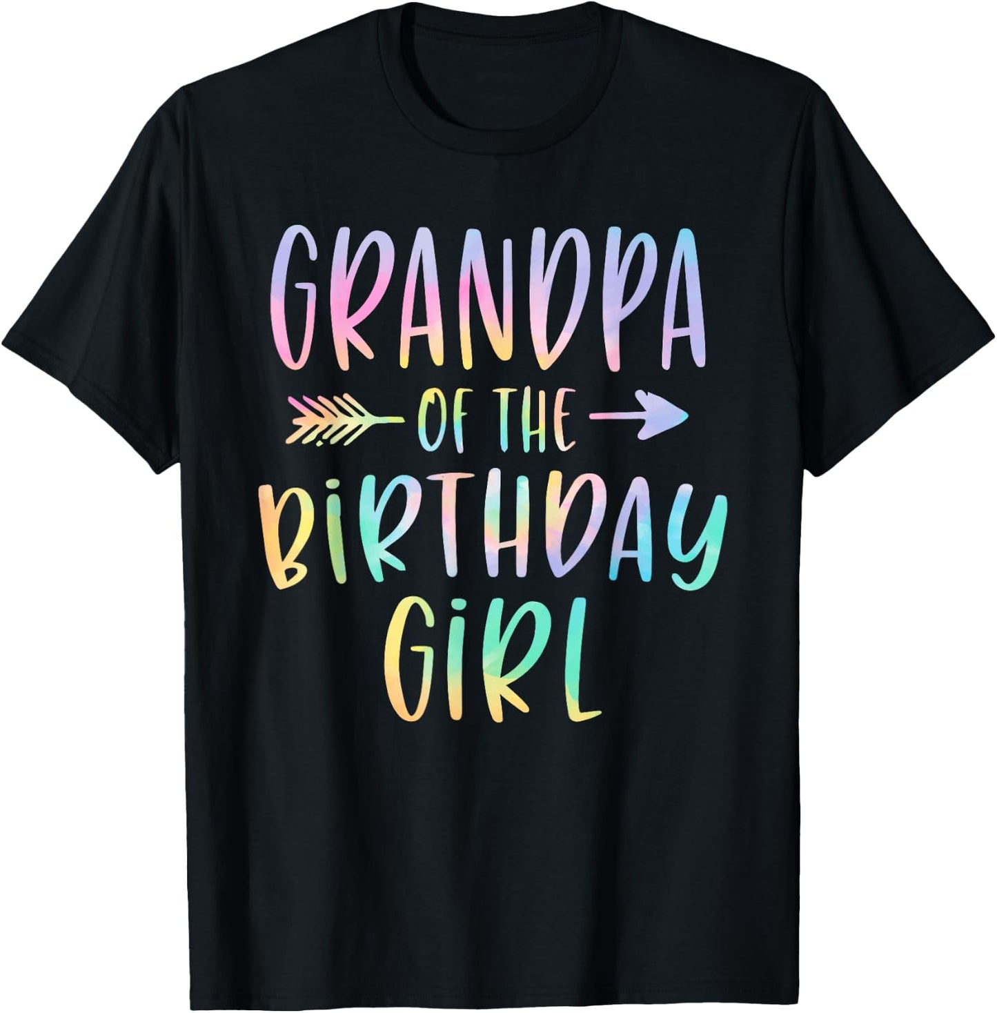 Grandpa of the Birthday Girl Tie Dye Colorful Bday T-Shirt - T-Shirt | Black