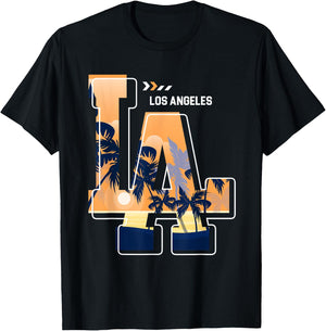 Los Angeles LA California Dogs -Adults and Kids , Black, Short Sleeve, Modern, T Back, Letter Print, , Regular Fit, XS/S, US Size T-Shirt - T-Shirt | Black