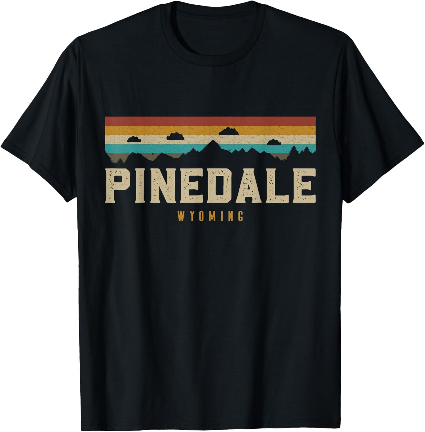 Pinedale Wyoming Vintage Mountains Hiking Camping Retro T-Shirt - T-Shirt | Black