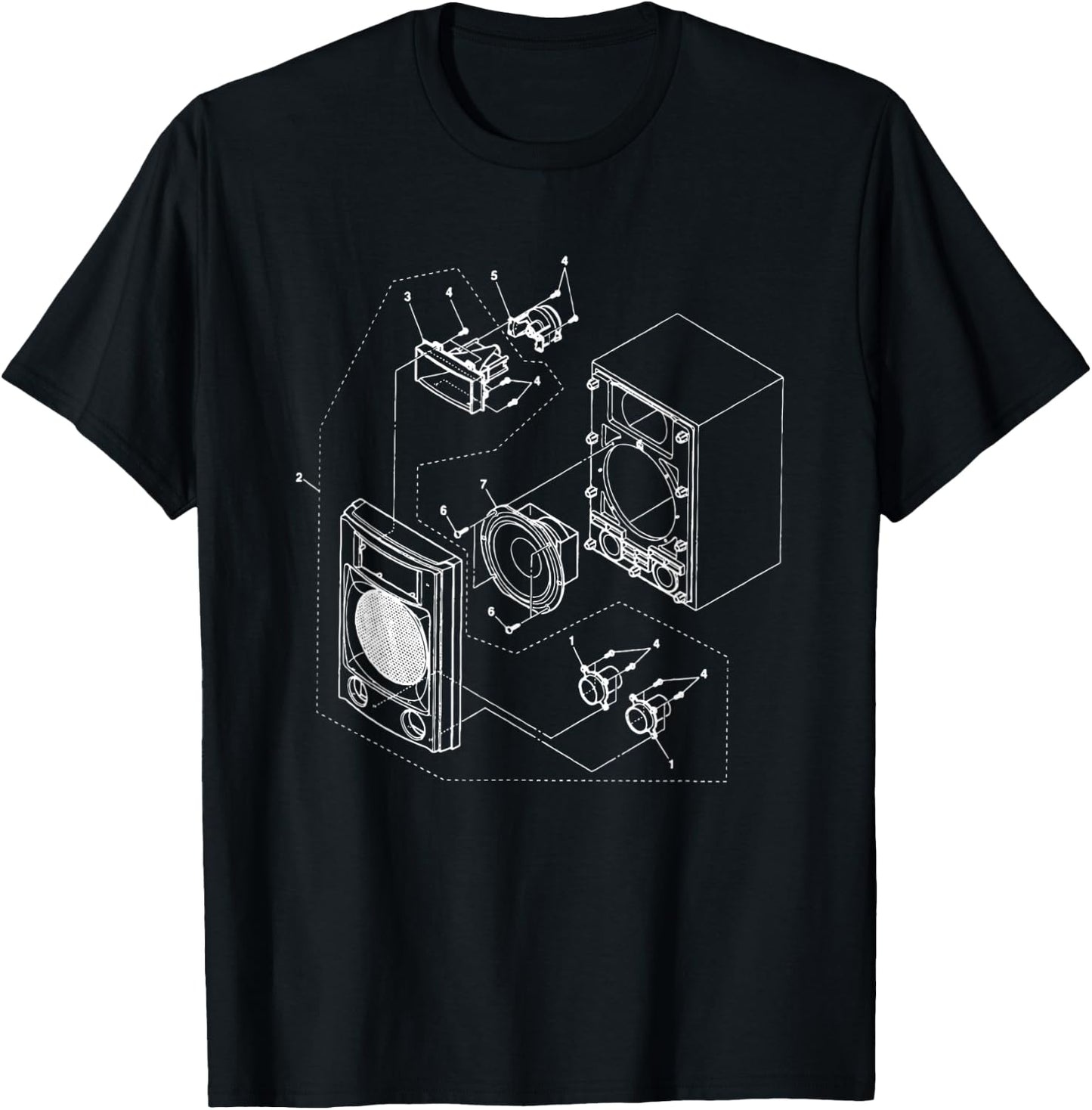 Audio Speaker Diagram for the music lover T-Shirt - T-Shirt | Black