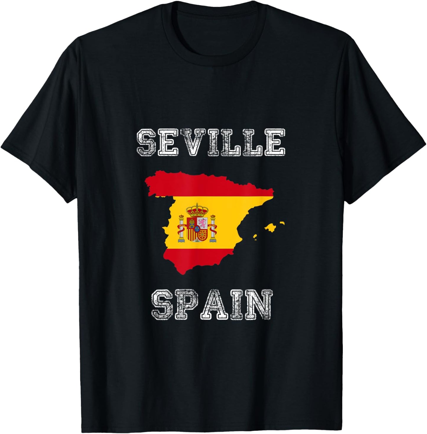 Retro Seville Spain Distressed Spain Flag T-Shirt - T-Shirt | Black