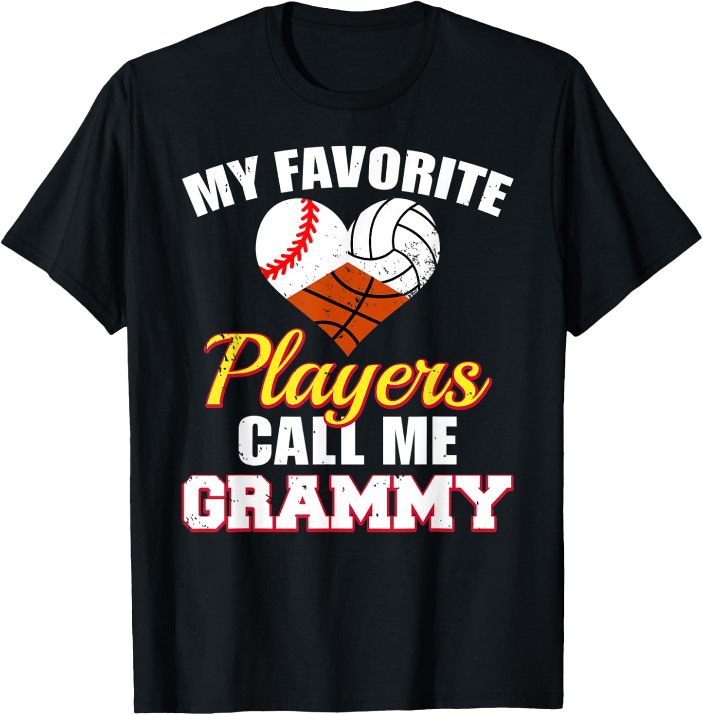 My Favorite Players Baseball Volleyball Basketball Grammy T-Shirt - T-Shirt | Black