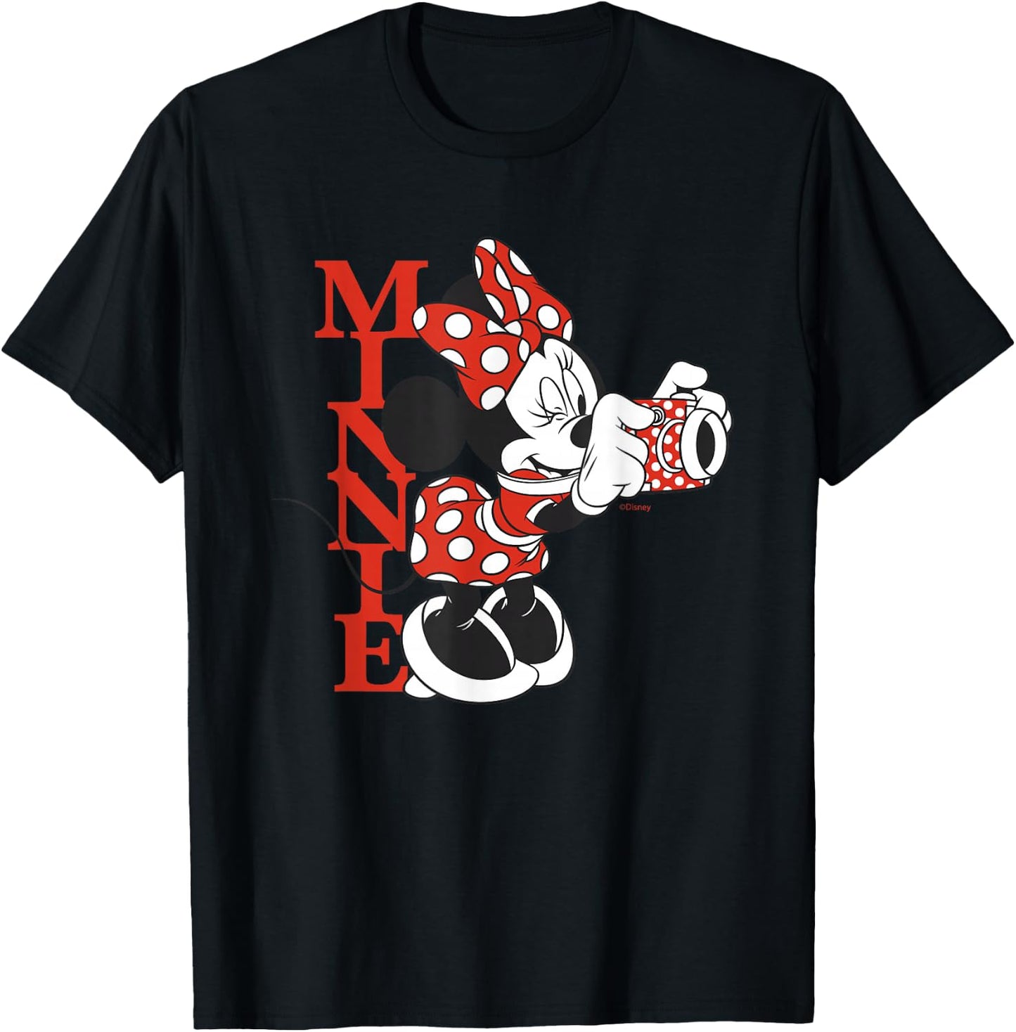 Disney Minnie Mouse with Camera Polka Dot Day Vintage T-Shirt - T-Shirt | Black