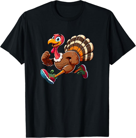 Running Turkey- Turkey Trot Running Thanksgiving T-Shirt - T-Shirt | Black