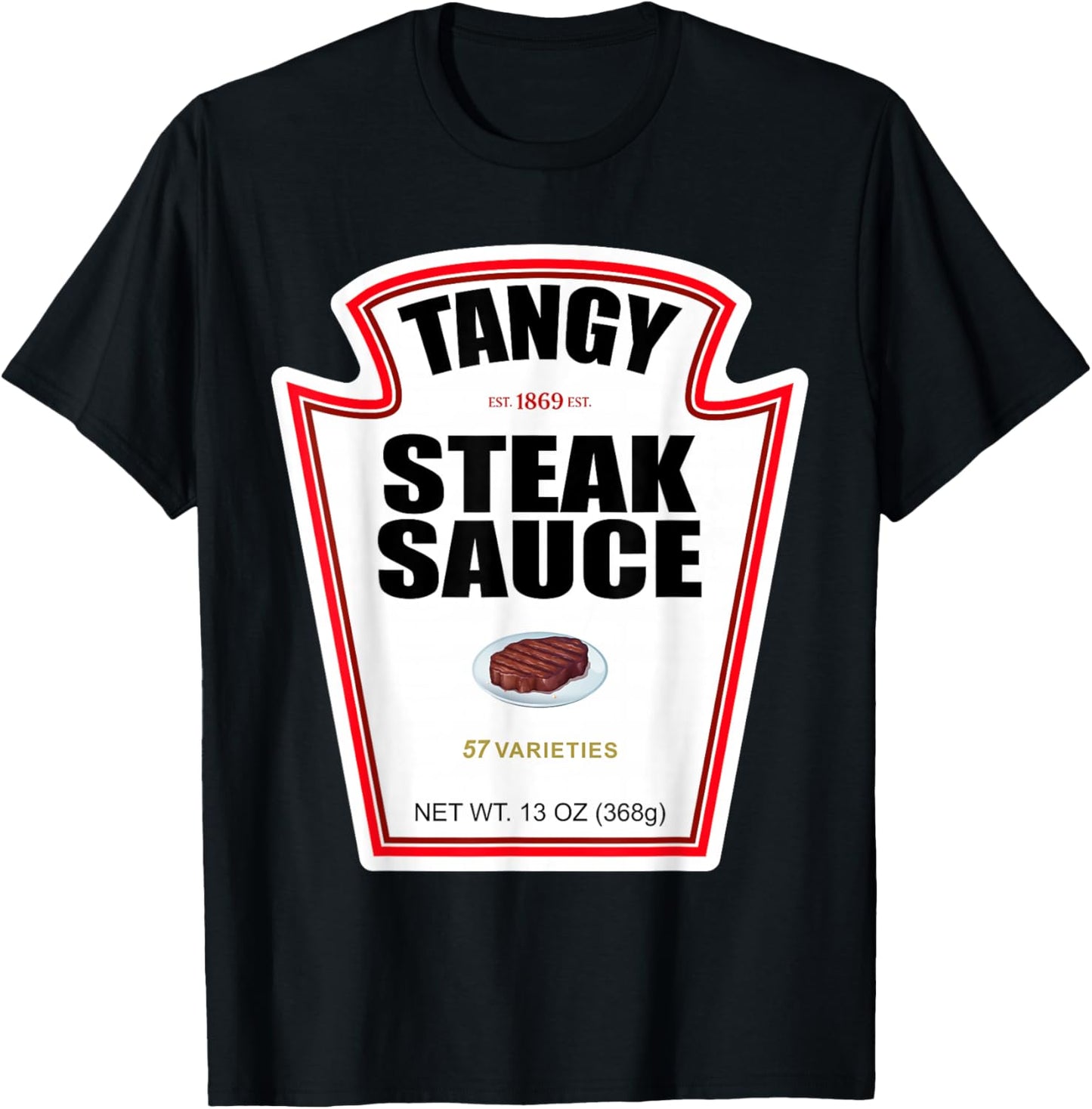 Steak Sauce Bottle Label Funny Halloween Costume Outfit T-Shirt - T-Shirt | Black