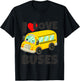Kids Just A Boy Who Loves Buses Birthday Yellow School Bus Lover T-Shirt - T-Shirt | Black