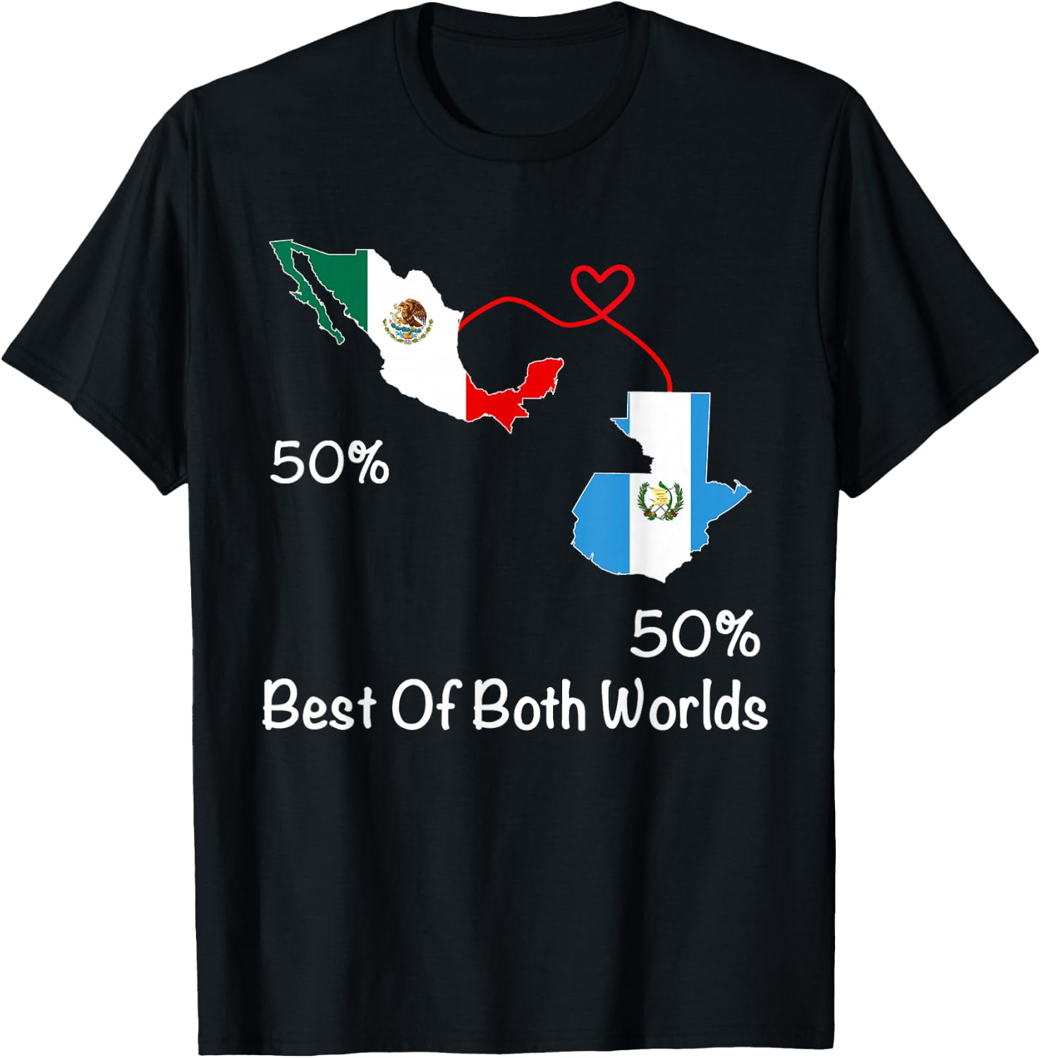 Half Mexican Half Guatemalan Flag Map Mexico Guatemala T-Shirt - T-Shirt | Black
