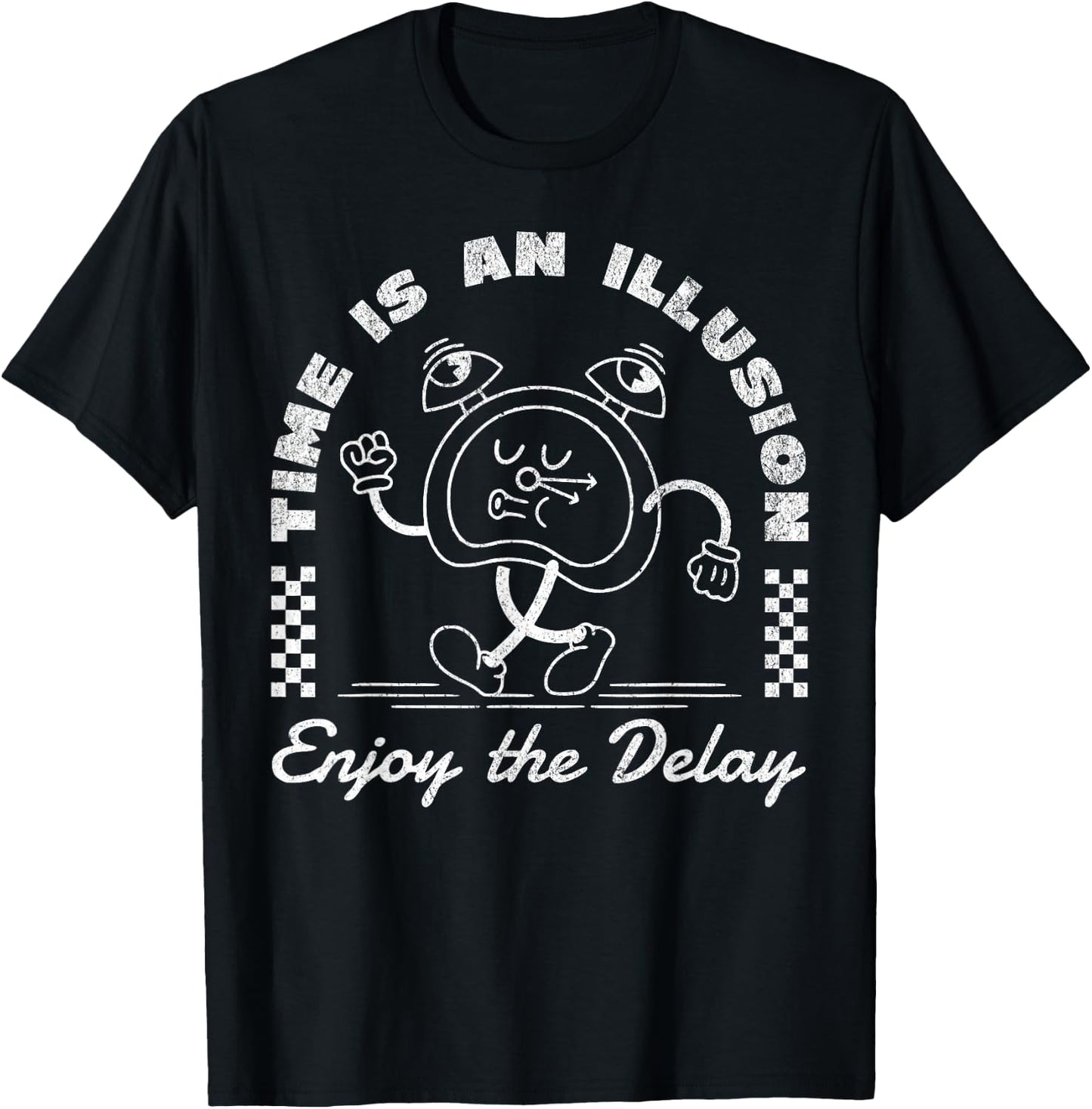 Time is an illusion funny sarcastic retro cartoon clock cute T-Shirt - T-Shirt | Black