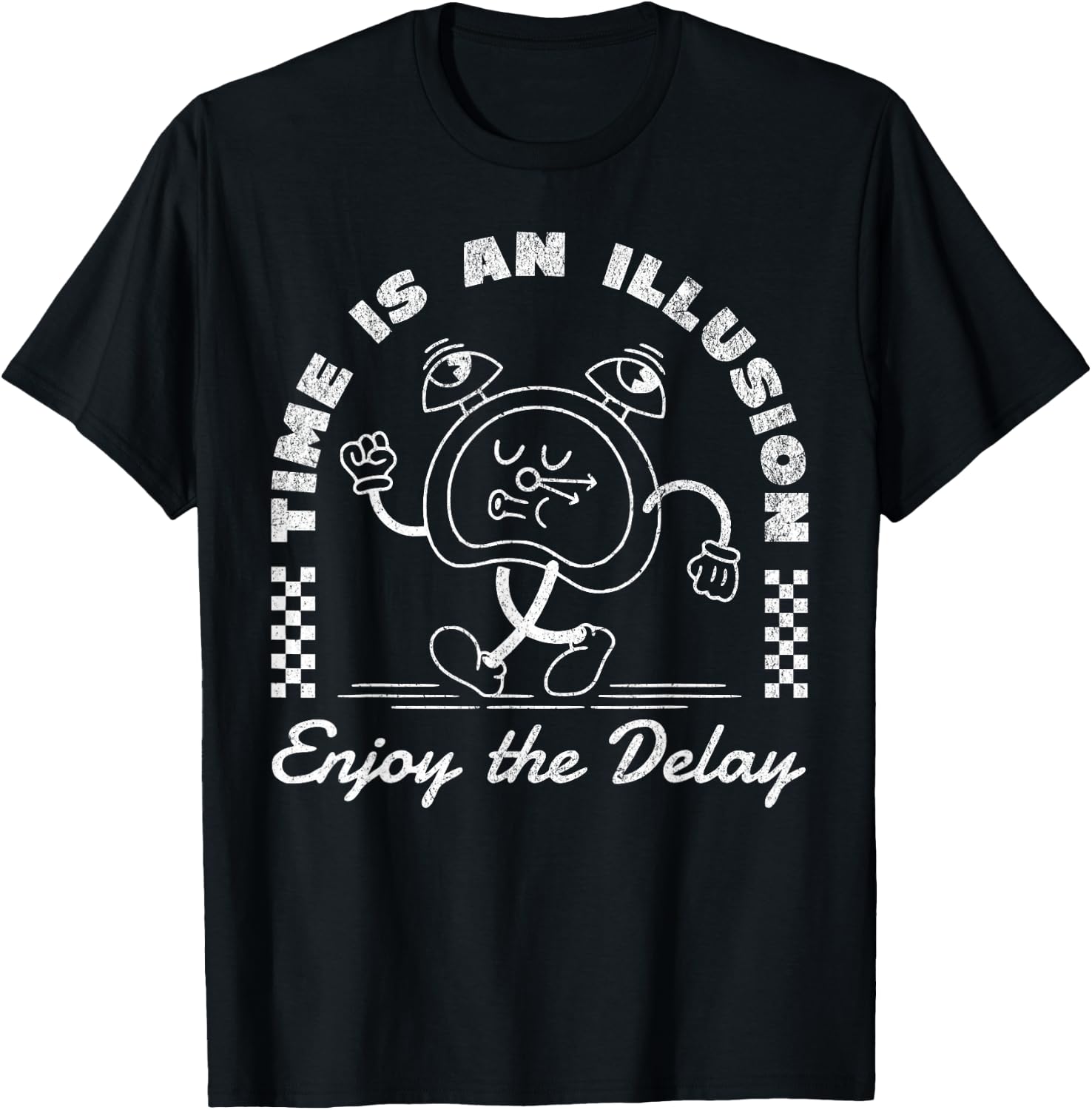 Time is an illusion funny sarcastic retro cartoon clock cute T-Shirt - T-Shirt | Black