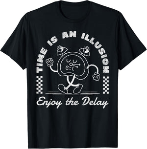 Time is an illusion funny sarcastic retro cartoon clock cute T-Shirt - T-Shirt | Black