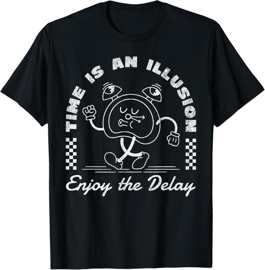 Time is an illusion funny sarcastic retro cartoon clock cute T-Shirt - T-Shirt | Black