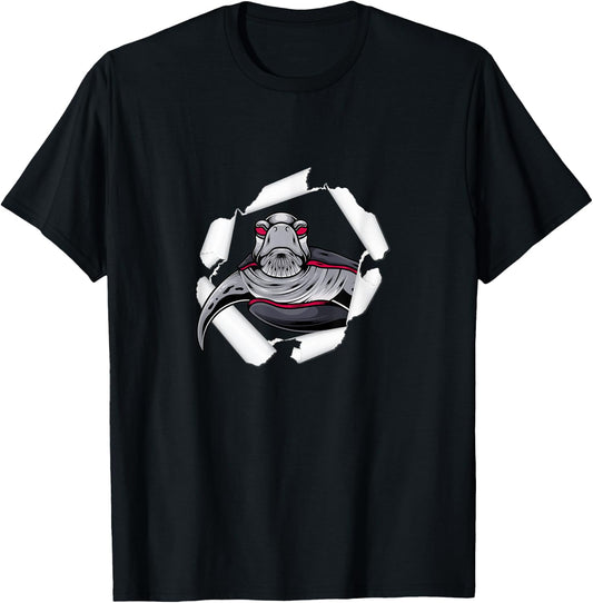 Ripped Turtle Sea Turtles Tortoise Beach Ocean Animal Women Kids T-Shirt - T-Shirt | Black