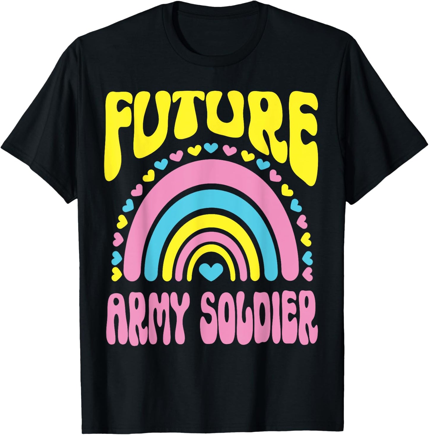 Future Army Soldier Bright Retro Rainbow Occupation T-Shirt - T-Shirt | Black