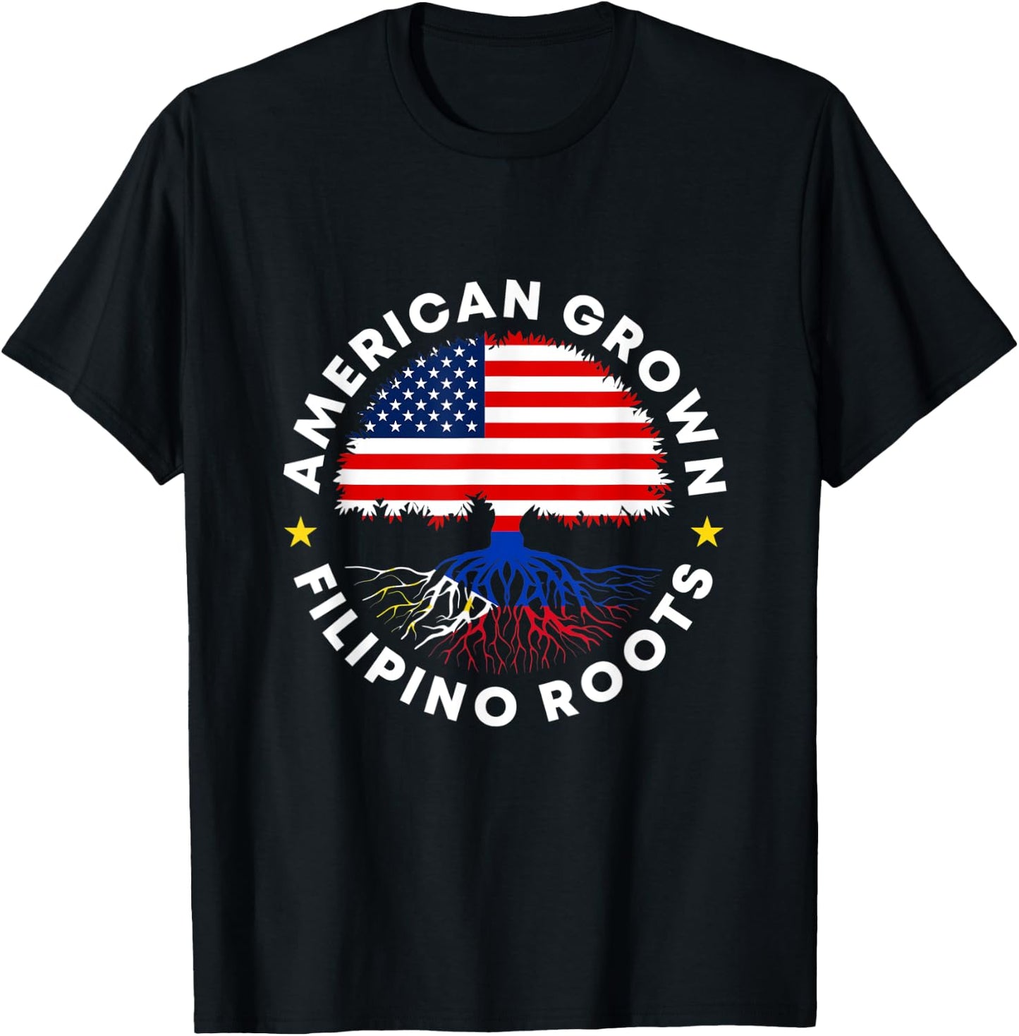 American Grown Filipino Roots Philippine US Flag Tree Pinoy T-Shirt - T-Shirt | Black