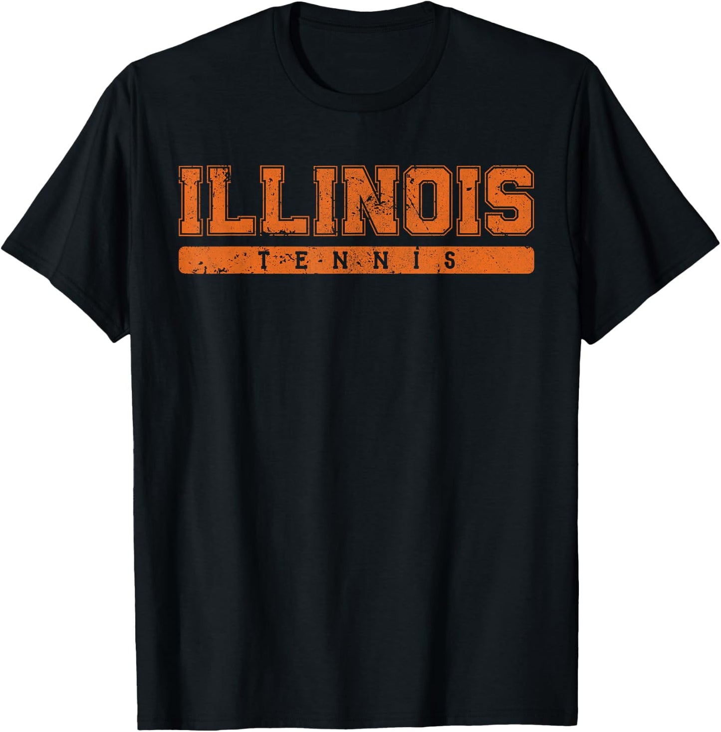 Illinois Tennis Orange Vintage Text T-Shirt - T-Shirt | Black