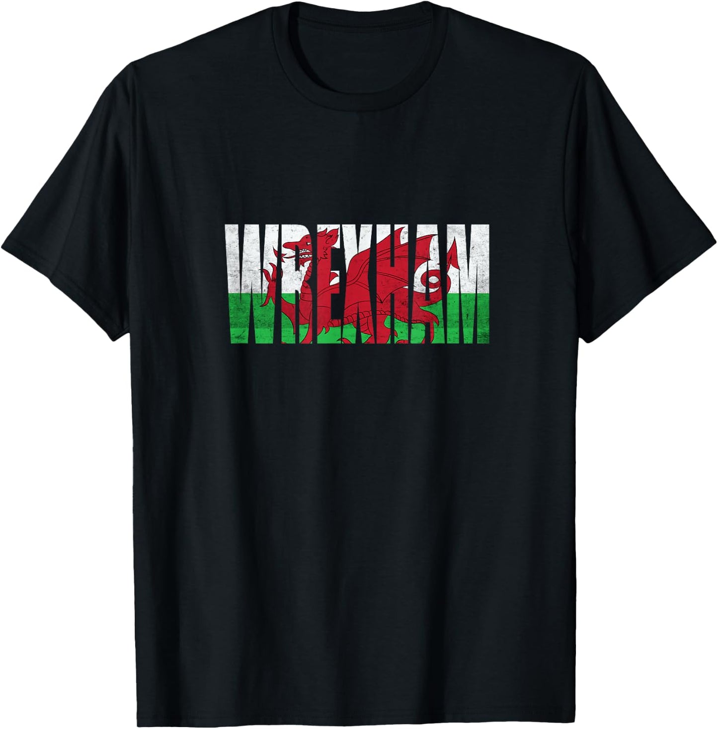 Wrexham Wales Flag Welsh Dragon Gifts Apparel Merch Souvenir T-Shirt - T-Shirt | Black