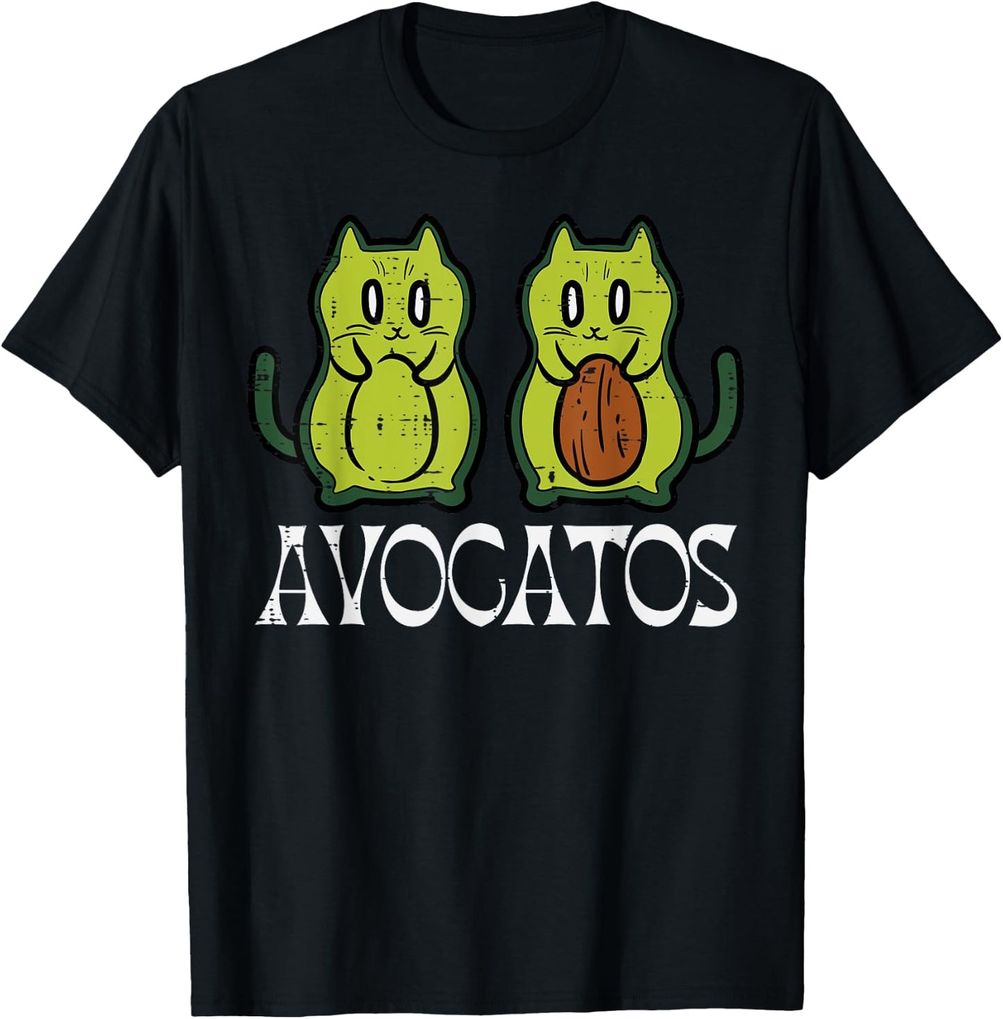 Avocatos Cat Avocados Cute Vegan Mexican Women Girls Kids T-Shirt - T-Shirt | Black