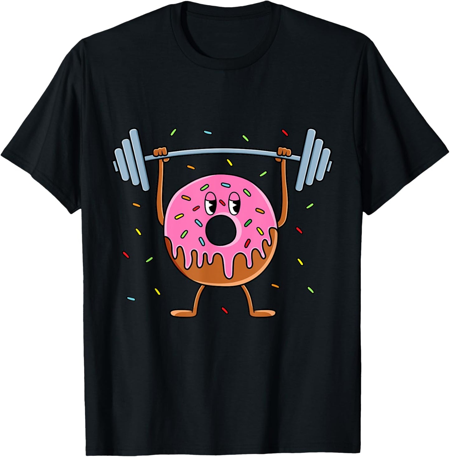 Funny Weightlifting Workout Men Women Gym Donut Lover T-Shirt - T-Shirt | Black