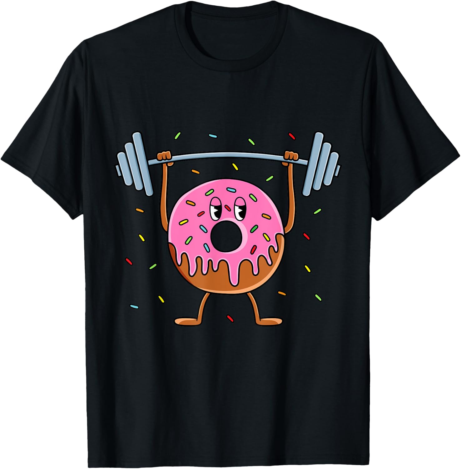 Funny Weightlifting Workout Men Women Gym Donut Lover T-Shirt - T-Shirt | Black
