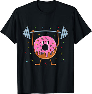 Funny Weightlifting Workout Men Women Gym Donut Lover T-Shirt - T-Shirt | Black