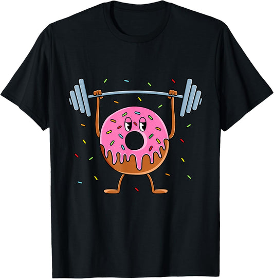 Funny Weightlifting Workout Men Women Gym Donut Lover T-Shirt - T-Shirt | Black