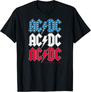 ACDC - Red White Blue Americana Stacked Logo T-Shirt - T-Shirt | Black