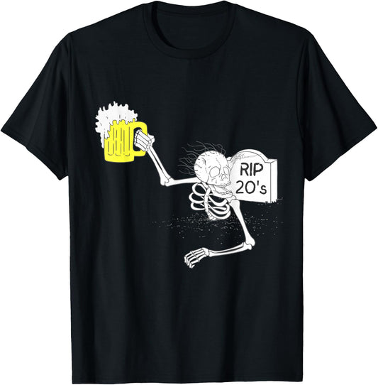 Funny 30th Birthday | R.I.P. 20's Tombstone T-Shirt - T-Shirt | Black