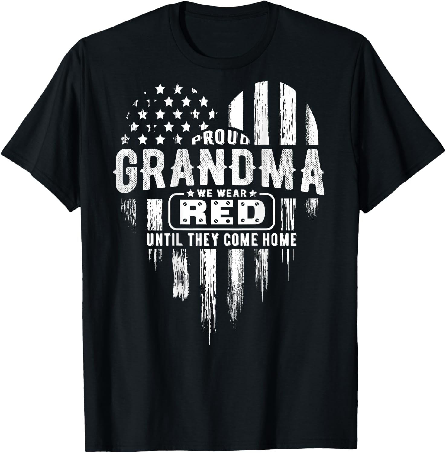 Proud Grandma Red Friday American Flag Heart (on back) Women Men T-Shirt - T-Shirt | Black