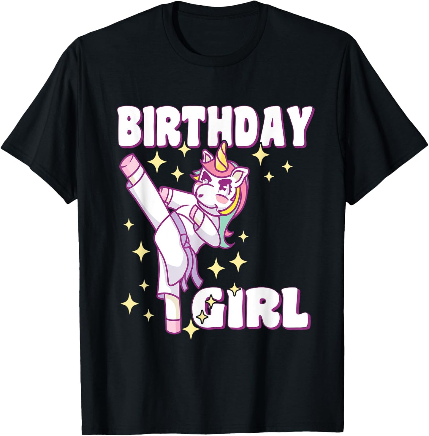 Birthday Karate Unicorn Girl T-Shirt - T-Shirt | Black