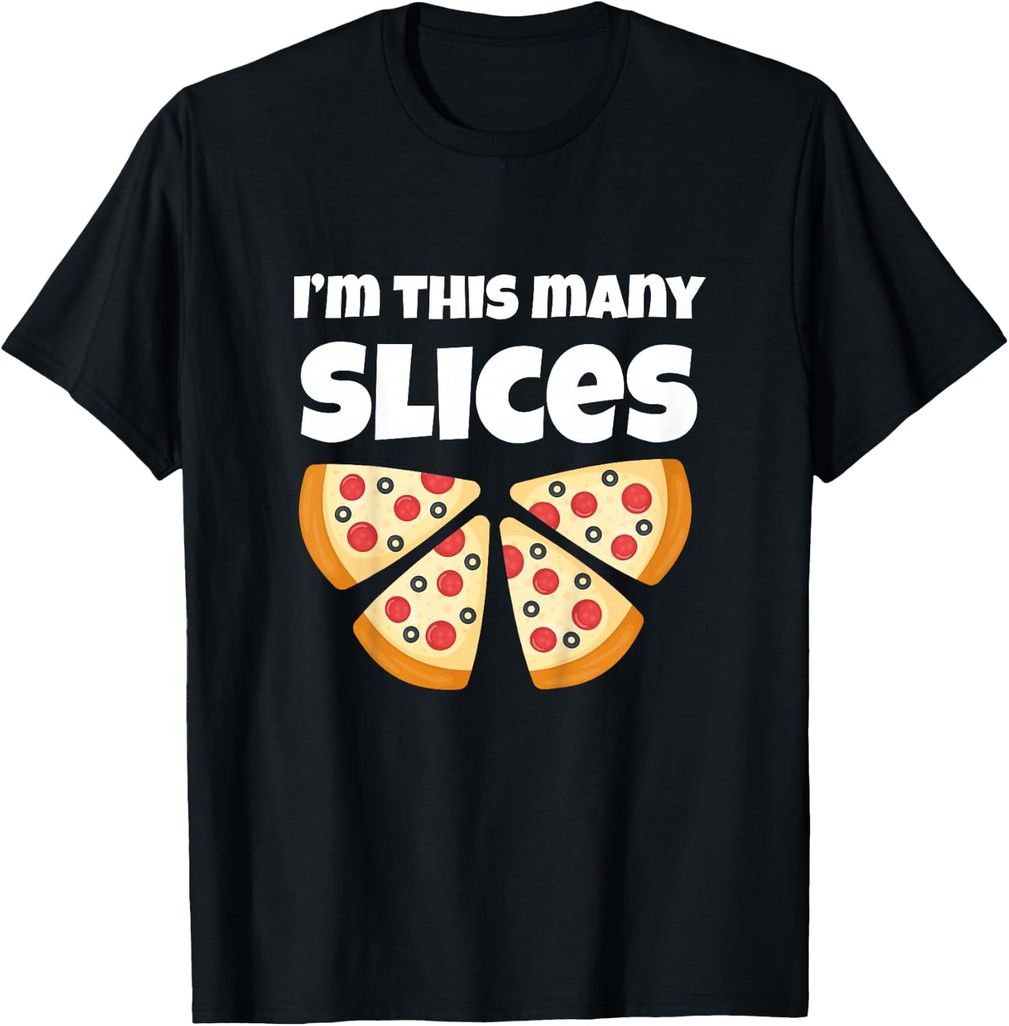 Cute Pizza 4th Birthday I'm This Many Slices 4-Year-Old T-Shirt - T-Shirt | Black