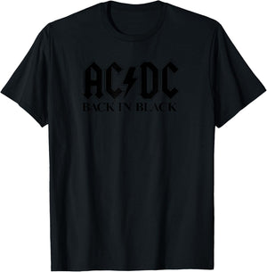 Official AC/DC Back In Black Logo Rock Band Music Vintage T-Shirt - T-Shirt | Black
