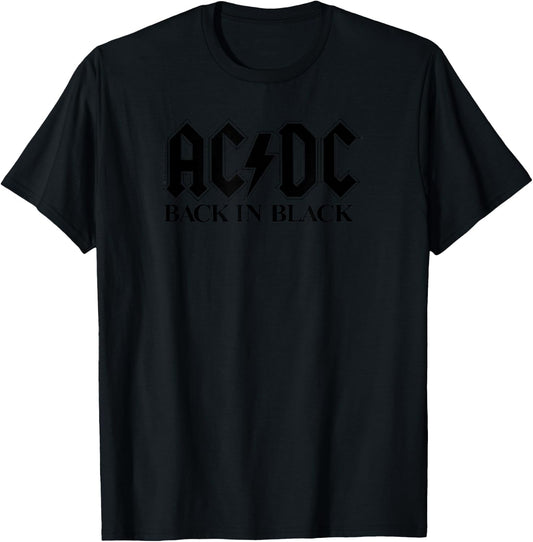 Official AC/DC Back In Black Logo Rock Band Music Vintage T-Shirt - T-Shirt | Black