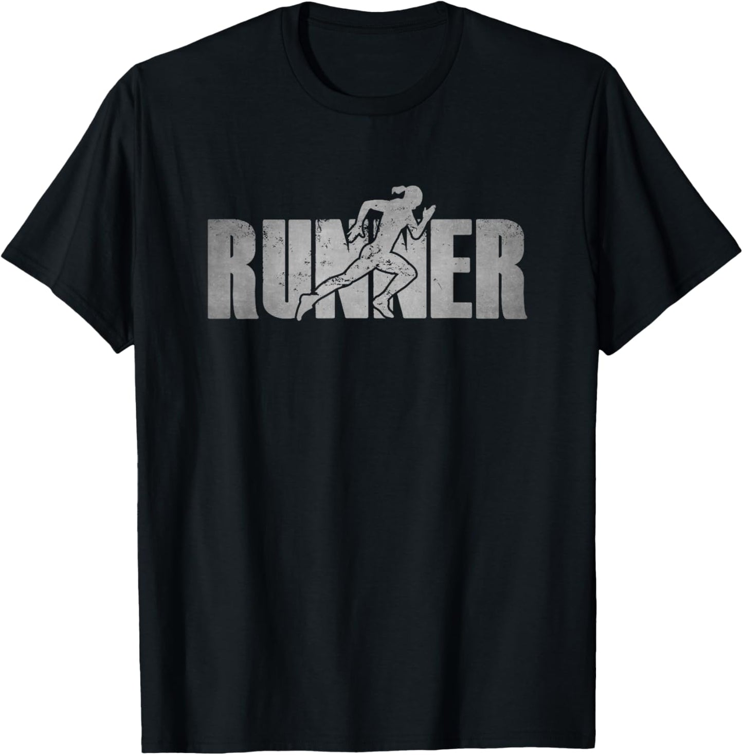 Runner Track & Field Cross Country Female Marathon Running T-Shirt - T-Shirt | Black