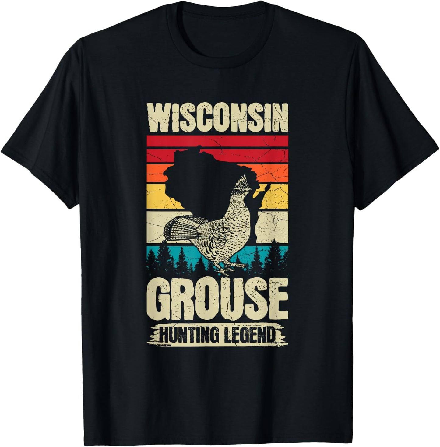 Wisconsin Grouse Hunting Design for a Ruffed Grouse expert T-Shirt - T-Shirt | Black
