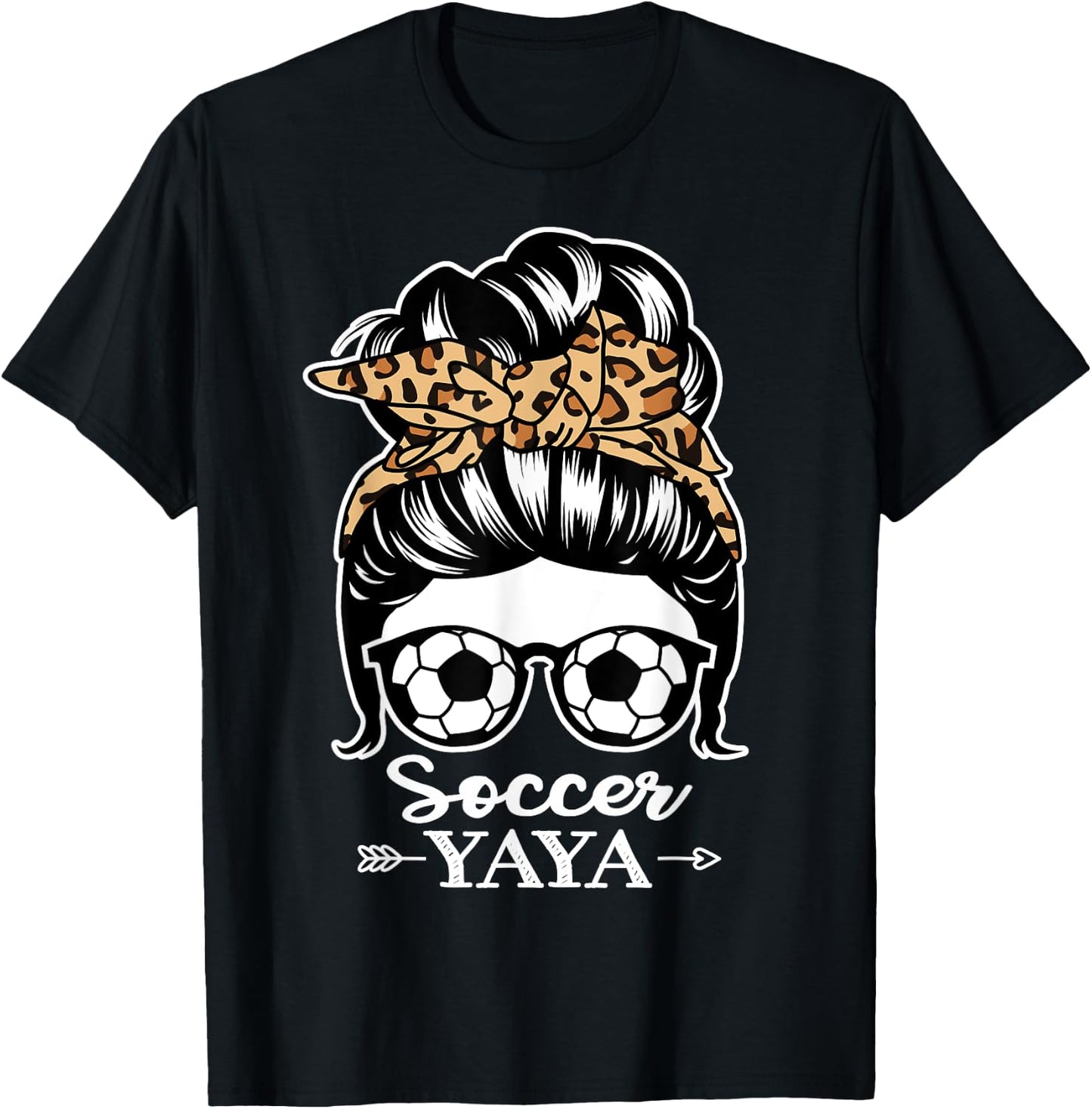 Soccer Yaya Messy Bun Hair Funny Soccer Player Yaya T-Shirt - T-Shirt | Black